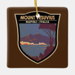 Ornement En Céramique Mont Vésuve Golfe de Naples Badge Vintage<br><div class="desc">Naples et le Vésuve dans un style vectoriel. Le Vésuve est un somma-stratovolcan situé dans le golfe de Naples en Campanie,  Italie.</div>