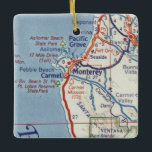 Ornement En Céramique Monterey CA 50<br><div class="desc">Monterey CA and Carmel California Christmas ornament made from 1955 vintage road map.</div>