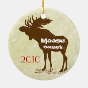 Ornement En Céramique Moose Country Christmas Photo Ornament