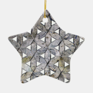 Ornement En Céramique Mosaïque de pierre grise naturelle, fleur de vie