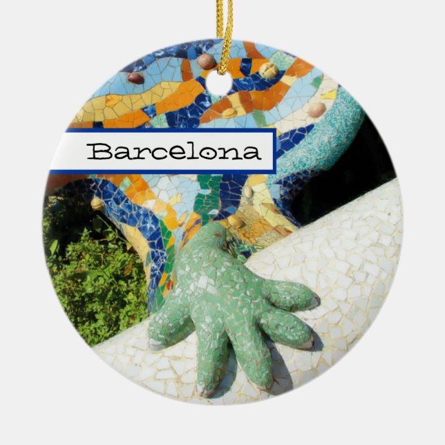 Ornement En Céramique Mosaïques de main de lézard de Barcelone (Devant)