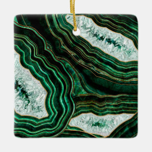 Ornement En Céramique Moss Green Geode et Crystals Art numérique