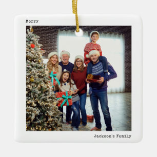 Ornement En Céramique Moteur minimaliste photo personnalisée de Noël