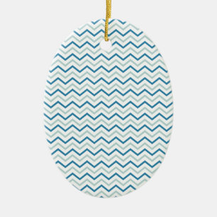 Ornement En Céramique Motif Aqua Blue Chevron
