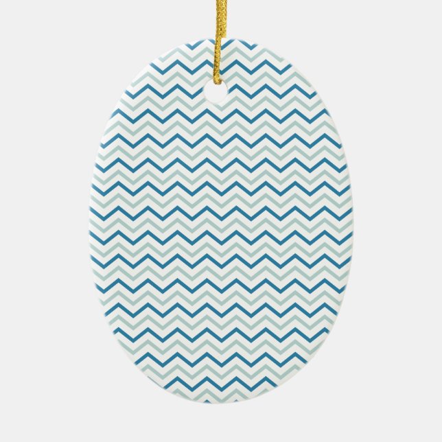 Ornement En Céramique Motif Aqua Blue Chevron (Devant)