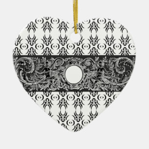 Ornement En Céramique Motif baroque noir classique à customiser
