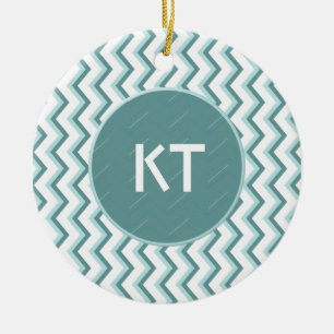 Ornement En Céramique Motif Chevron ZigZag dans Mint Green