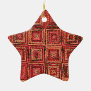 Ornement En Céramique Motif de carré de grand-mère rouge