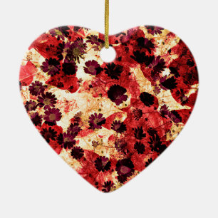 Ornement En Céramique Motif de fleur de marguerite rouge jaune design ab