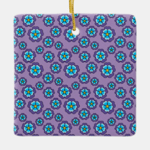 Ornement En Céramique Motif de fleurs bleu violet
