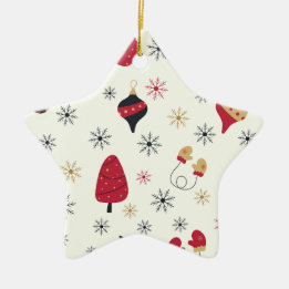 Ornement En Céramique Motif de flocon de neige en étoile de Noël