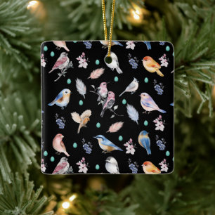 Ornement En Céramique Motif des oiseaux de printemps