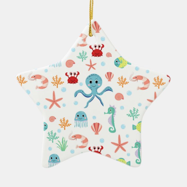 Ornement En Céramique Motif du monde marin (Devant)