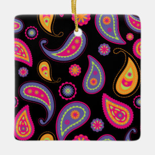Ornement En Céramique Motif Paisley Coloré