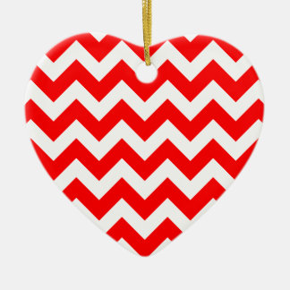 Ornement En Céramique Motif rayures de chevron rouge et blanc de Noël