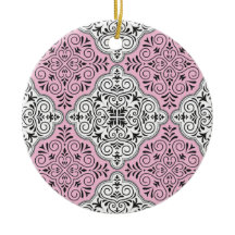 Motif rococo rose exubérant