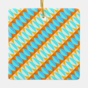 Ornement En Céramique Motif turquoise bleu orange jaune coloré
