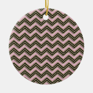 Ornement En Céramique Motif Zigzag noir et rose