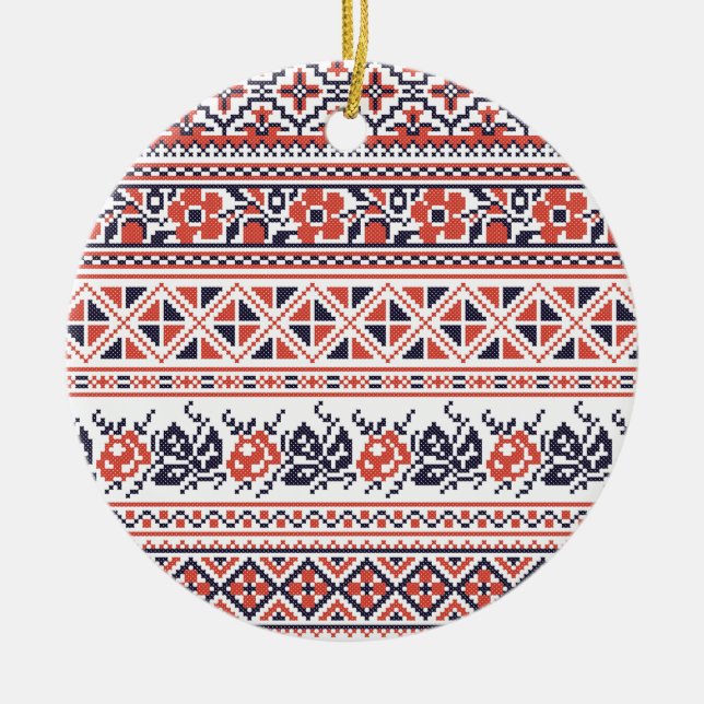 Ornement En Céramique Motifs de broderie point de croix (Devant)