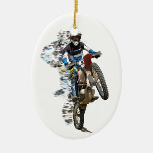 Ornement En Céramique Motocross dans le désert avec les morceaux volant