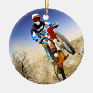 Ornement En Céramique Motocross de Wheelie de désert