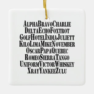 ORNEMENT EN CÉRAMIQUE MOTS ALPHABET PHONÉTIQUE / CODE