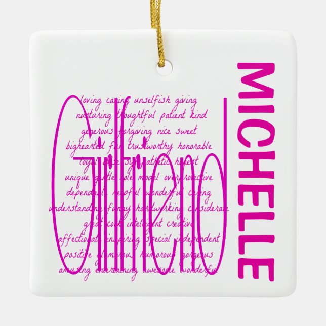 Ornement En Céramique Mots d'amour pour Girlfriend CUSTOM (Devant)