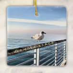Ornement En Céramique Mouette à Hermosa Beach<br><div class="desc">Un mouette perche sur la jetée de Hermosa Beach en Californie.</div>