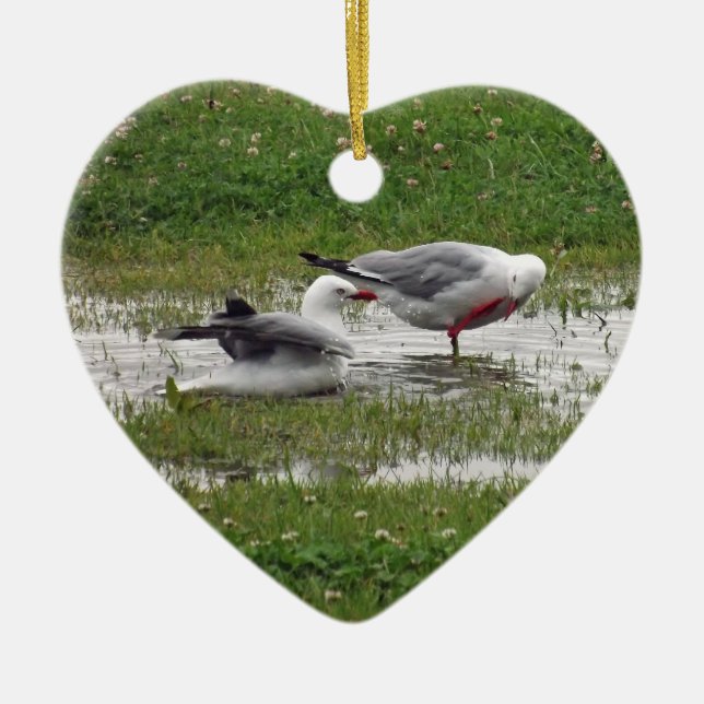 Ornement En Céramique Mouettes prenant un bain (Devant)