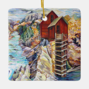 Ornement En Céramique Moulin de cristal du Colorado, peinture des montag