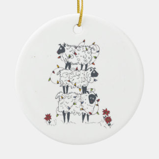 Ornement En Céramique Moutons empilés à Noël