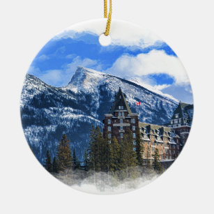 Ornement En Céramique Mt Rundle et hôtel célèbre, Banff, Alta, Canada