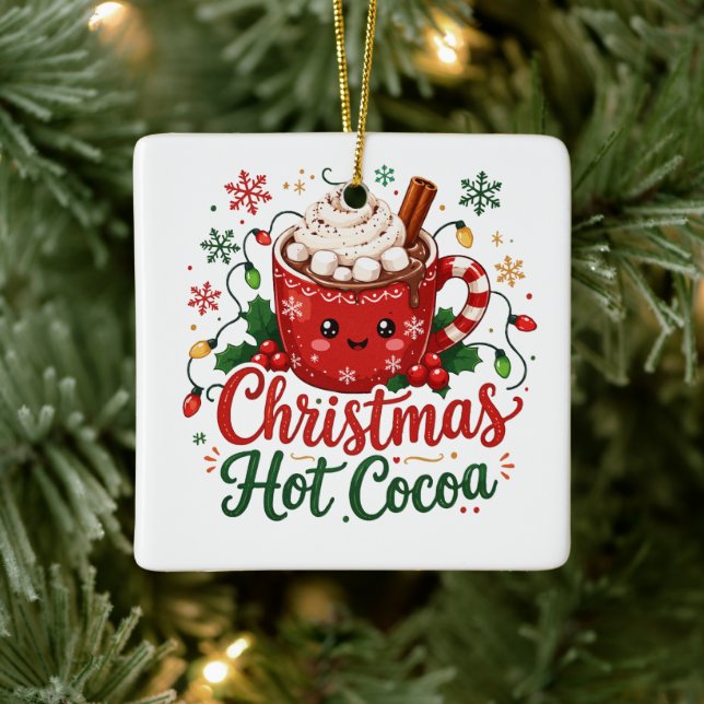 Ornement En Céramique Mug de Chocolat Chaud de Noël Mignon (Arbre)