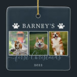 Ornement En Céramique Multi photos first Christmas Dog Ceramic Ornament<br><div class="desc">Modern and minimalist ornament for the new pet arrival. It can be personalized with 3 of your favorite photos. Find more options in my shop.</div>
