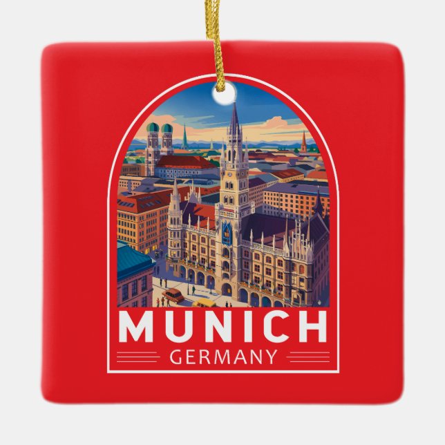 Ornement En Céramique Munich Germany Travel Art Emblem (Devant)