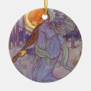 Ornement En Céramique Musicien Ange Jouant du Violon, Musique Vintage