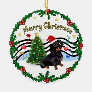 Ornement En Céramique Musique de Noël 1 - MC - Dachshund (BT)