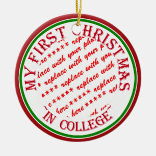 Ornement En Céramique My First Christmas In College Photo Frame