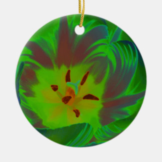 Ornement En Céramique Mystic Green Tulip Personnalisé Anniversaire