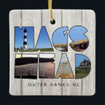 Ornement En Céramique Nags Head - Outer Banks NC Metal Ornament<br><div class="desc">The background for NA is the Bodie Island Lighthouse, the GS background is Jockey's Ridge State Park during the day. The HE is also Jockey's Ridge in the evening with a sunset reflection on a tidepool that had formed in the dunes after torrential 3-day rain. The A is beautiful sea...</div>