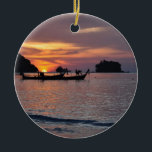 Ornement En Céramique Nai Yang Beach, Phuket, Thaïlande, coucher de sole<br><div class="desc">Plage de Nai Yang,  Phuket,  ornement du coucher de soleil en Thaïlande. MON OEUVRE ORIGINALE à zazzle.com/virginia5050,  INTERNATIONAL GIFTS à zazzle.com/InternationalGifts,  Birthday Gift Store à zazzle.com/BirthdayGiftStore,  Florida Gift Store à zazzle.com/FloridaGiftStore et Retirement Gift Store à www.zazzle.com/RetirementGiftStore*</div>