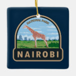 Ornement En Céramique Nairobi National Park Giraffe Travel Art Vintage<br><div class="desc">Conception d'oeuvres vectorielles de Nairobi. Il est clôturé sur trois côtés,  tandis que la frontière sud ouverte permet aux animaux migrateurs de se déplacer entre le parc.</div>