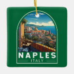 Ornement En Céramique Naples Italie Travel Art Vintage<br><div class="desc">Modèle de déplacement vectoriel rétro Naples. Naples est la capitale régionale de la Campanie et la troisième plus grande ville d'Italie,  après Rome et Milan.</div>