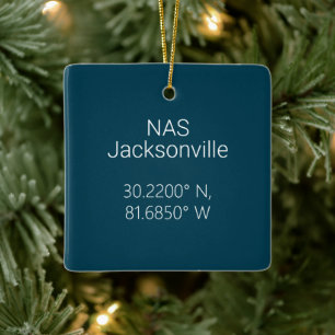 Ornement En Céramique NAS Jacksonville Latitude Longitude Personnalisée