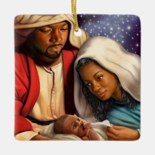 Ornement En Céramique Nativité afro-américaine Art de Noël