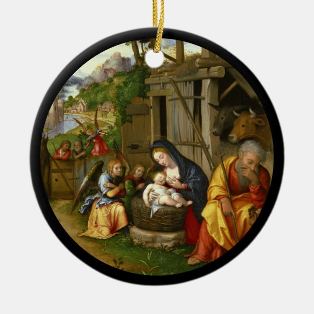 Ornement En Céramique Nativité et enfants anges c1515 (Devant)