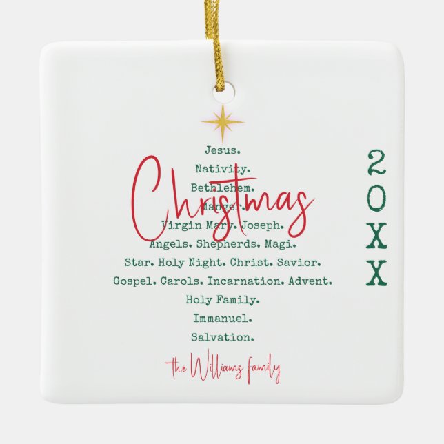 Ornement En Céramique Nativité Noël Foi chrétienne Jésus Religieux (Devant)