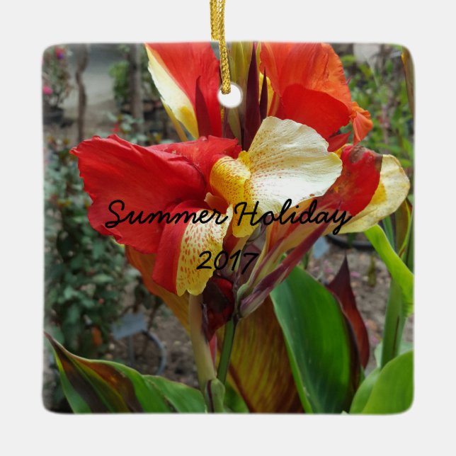 Ornement En Céramique Nature Fleur Rouge Photographie Florale (Devant)