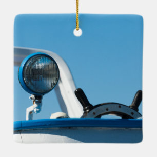 Ornement En Céramique Nautical ship wheel sailboat