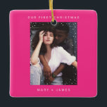 Ornement En Céramique Neon rose moderne Joyeux et Marié Photo<br><div class="desc">Neon rose moderne Joyeux et marié en céramique ornement</div>